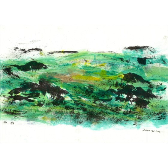 BOUN - Litografia e acquerello "Composizione 01, copia 1/6" 35x50cm - 2016