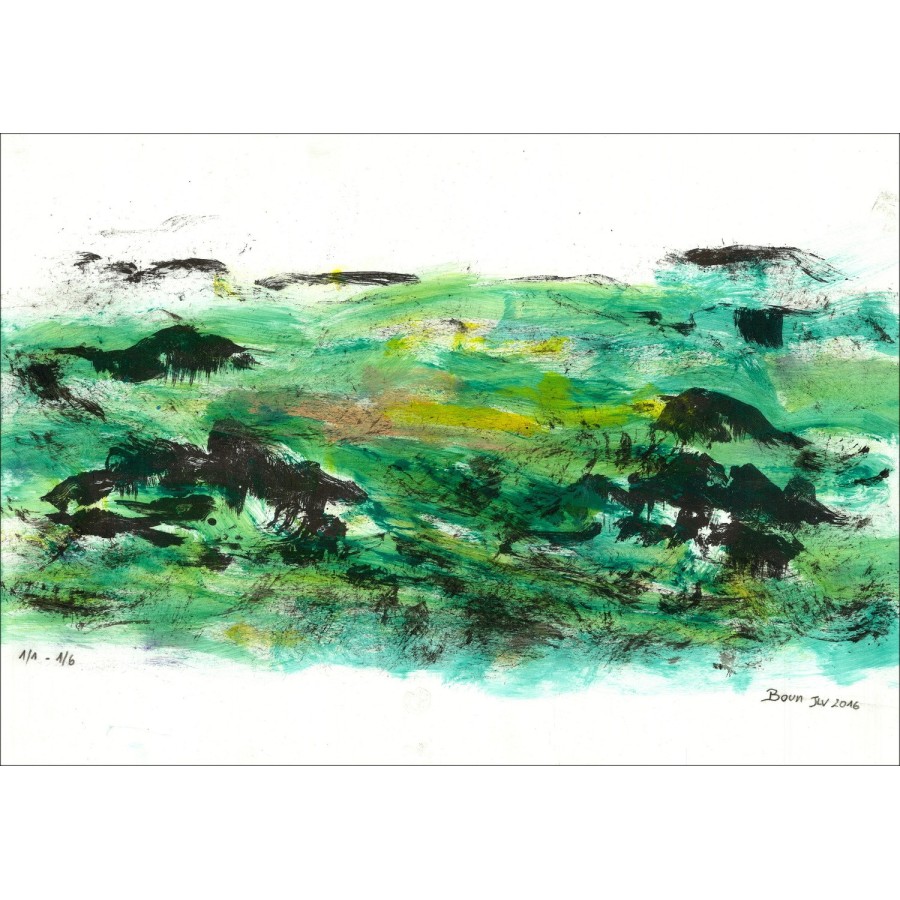 BOUN - Lithographie und Aquarell "Zusammensetzung 01, Kopie 1/6" 35x50cm - 2016