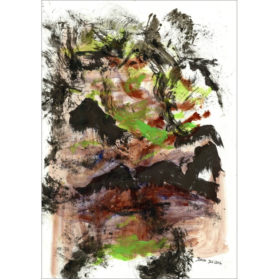 BOUN - Litografia e acquerello "Composizione 02, copia 3/6" 35x50cm - 2016