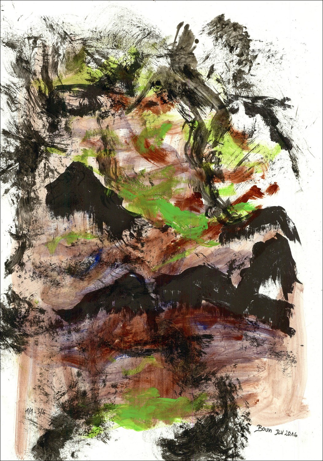 BOUN – Lithografie met aquarel « Composition 02 » 3/6
