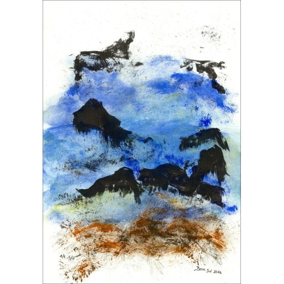 BOUN - litho en aquarel "samenstelling 02, kopiëren 5/6" 35x50cm - 2016