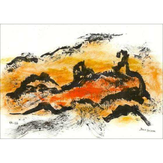 BOUN - litho en aquarel "samenstelling 03, kopiëren 5/6" 35x50cm - 2016