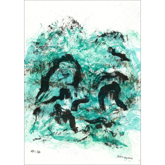 BOUN - Litografía y acuarela "Composición 04, Copia 3/6" 35x50cm - 2016