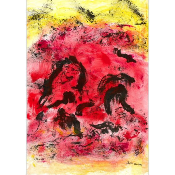BOUN - Litografía y acuarela "Composición 04, Copia 5/6" 35x50cm - 2016