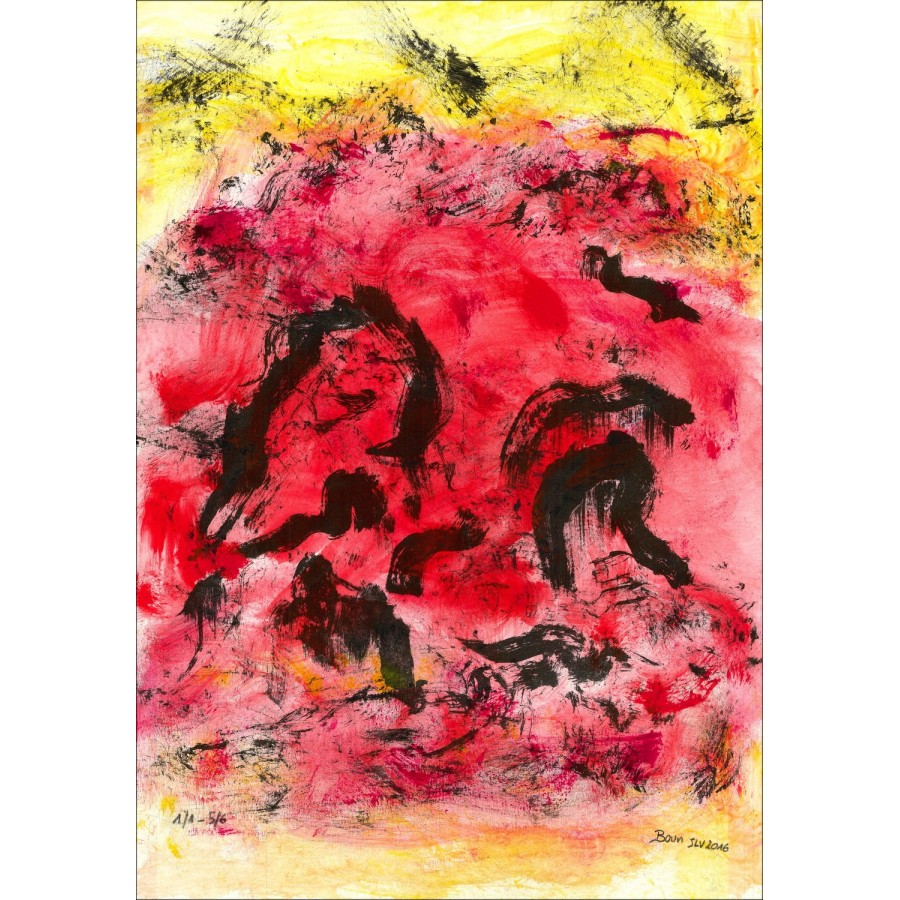 BOUN - Litografía y acuarela "Composición 04, Copia 5/6" 35x50cm - 2016