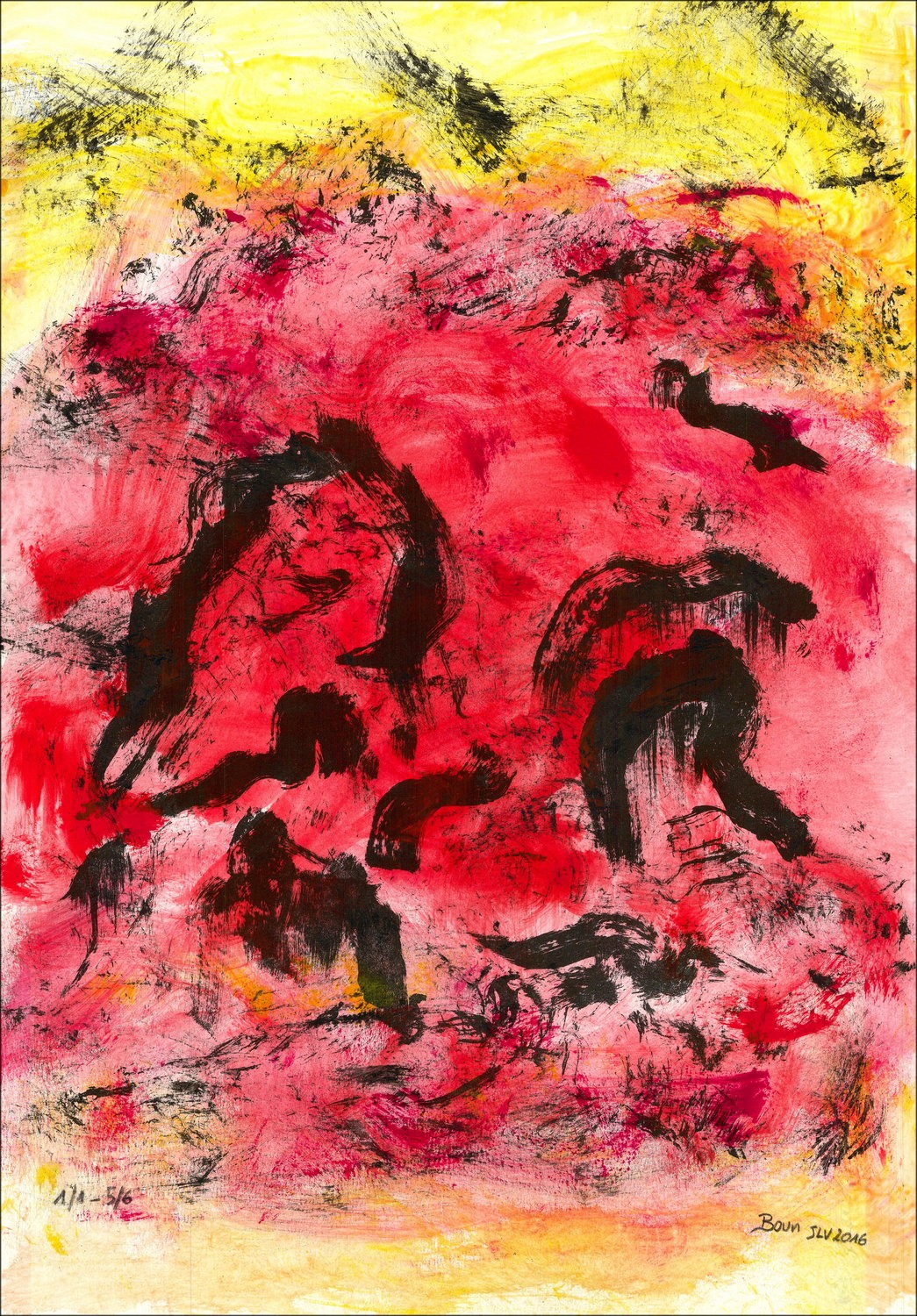 BOUN - Litro e acquerello "Composizione 5/6" 35x50cm - 2016
