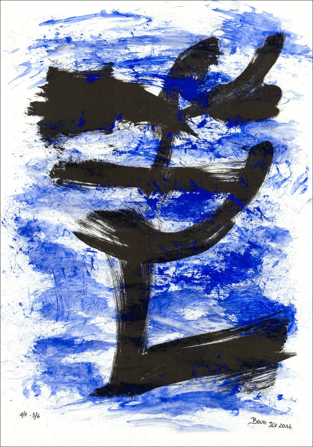 BOUN - Litografia e acquerello "Composizione 05, copia 3/6" 35x50cm - 2016