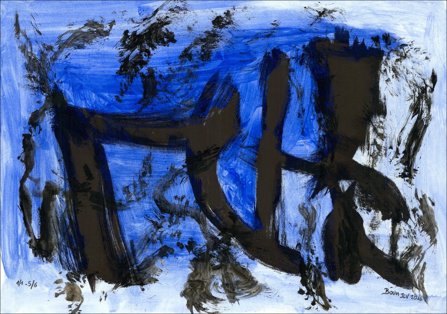 BOUN - Litografia e acquerello "Composizione 05, copia 5/6" 35x50cm - 2016