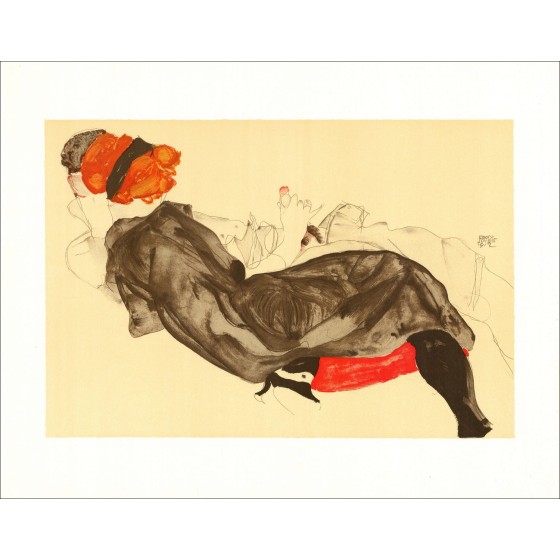 Egon SCHIELE - Litografía " Pareja larga, 1912" 65x50cm