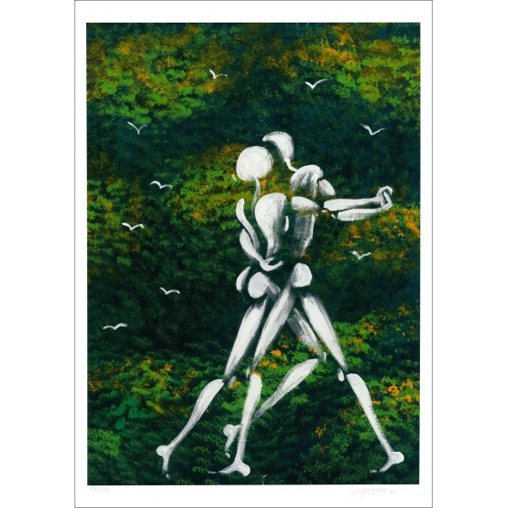 Koop Jérôme Mesnager Lithografie "Dans onder de bomen"