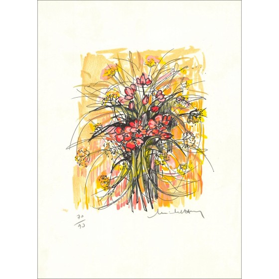 MICHEL-HENRY - Lithoschroef "boeket van bloemen" 38x28cm