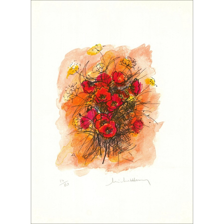 MICHEL-HENRY - Litografia "Bouquet of Flowers - 2" 38x28cm