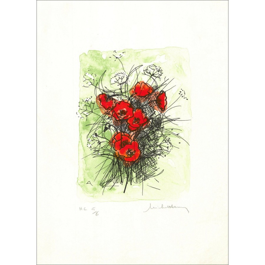 MICHEL-HENRY - Litografía "Ramo de flores - 3" 38x28cm