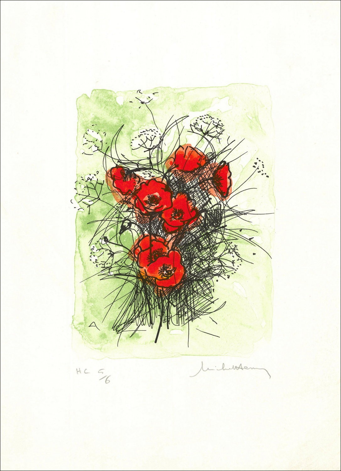 MICHEL-HENRY - Lithograph "Bouquet de fleurs - 3" 38x28cm