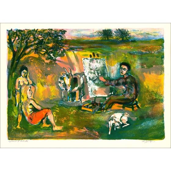 Walter Spitzer - Original-Lithographie "Der Maler" 48x65cm