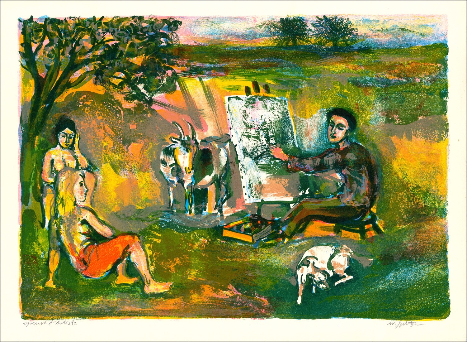Walter Spitzer - Original-Lithographie "Der Maler" 48x65cm