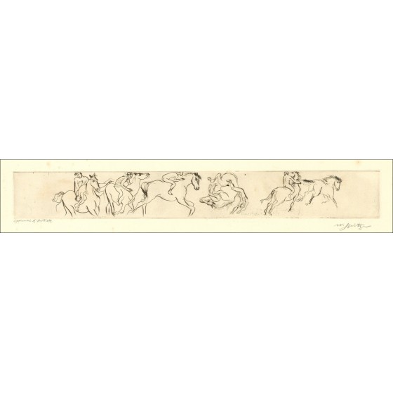 Walter Spitzer - Incisione originale "Cavalli, decomposizione" 17x60cm