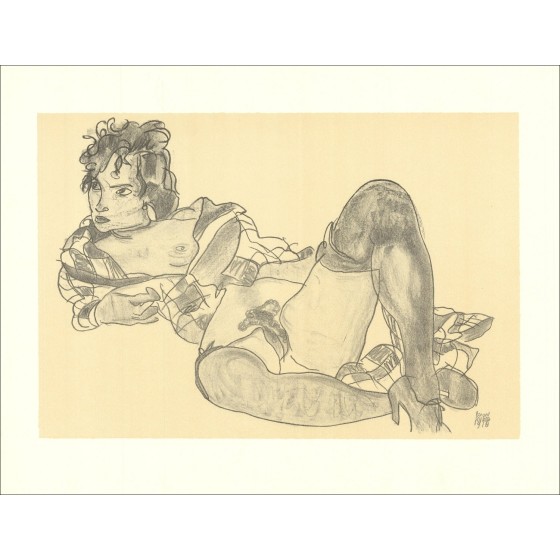 Egon Schiele - Litografía "Mujer acostada, 1918" 65x50cm