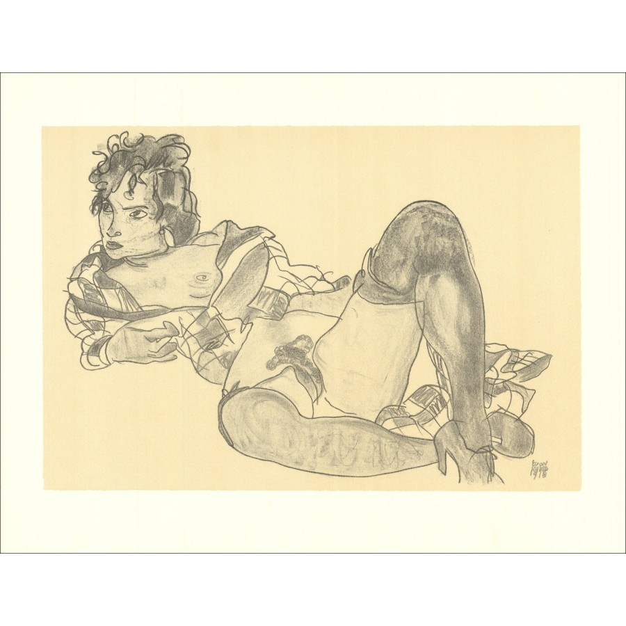 Egon Schiele - Lithografie "Vrouw liggen, 1918" 65x50cm