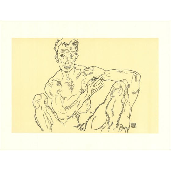 Egon Schiele - Lithosche "Square Nude Man (Selfportraits), 1918" 65x50cm