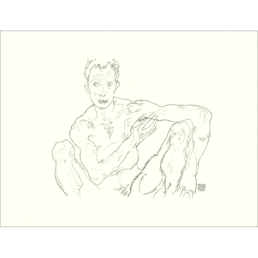 Egon Schiele - Litografia "Square Nude Man (Selfportraits) 2, 1918" 65x50cm
