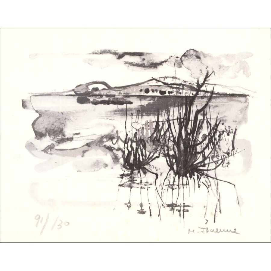 Michel JOUENNE - Lithographie originale "Paysage de Provence" 18x23cm