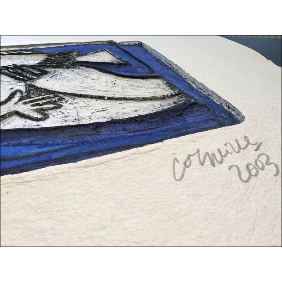 Guillaume CORNEILLE - Original Aquagravure "Elongated woman with bird"