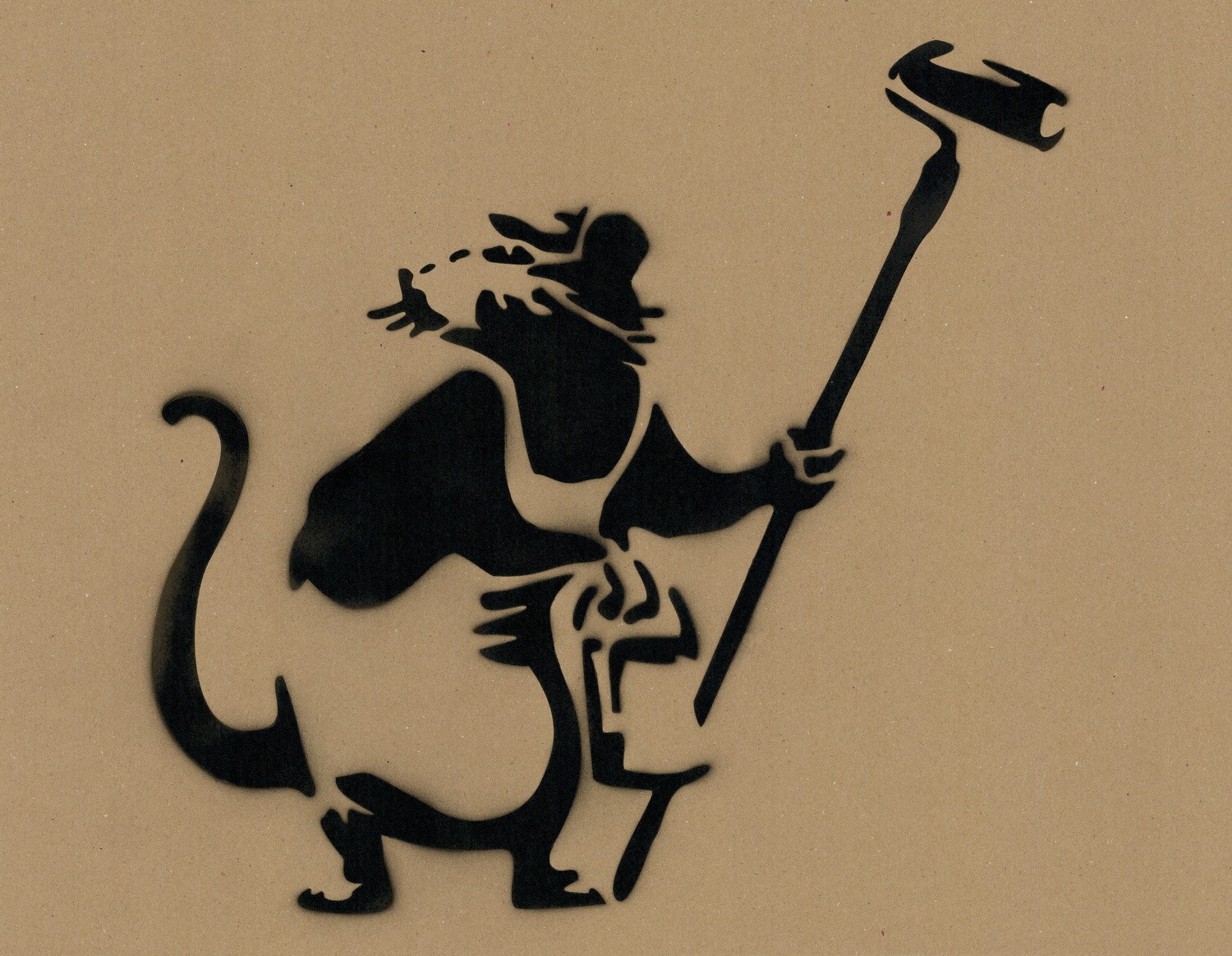 ▷ Rat met zijn rol na BANKSY | Origineel schilderij