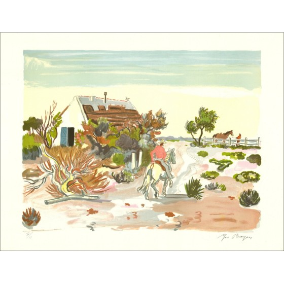BRAYER Yves - Litografía original "Luces de Provence, The Gardian Cabin" 50x65cm - 1973