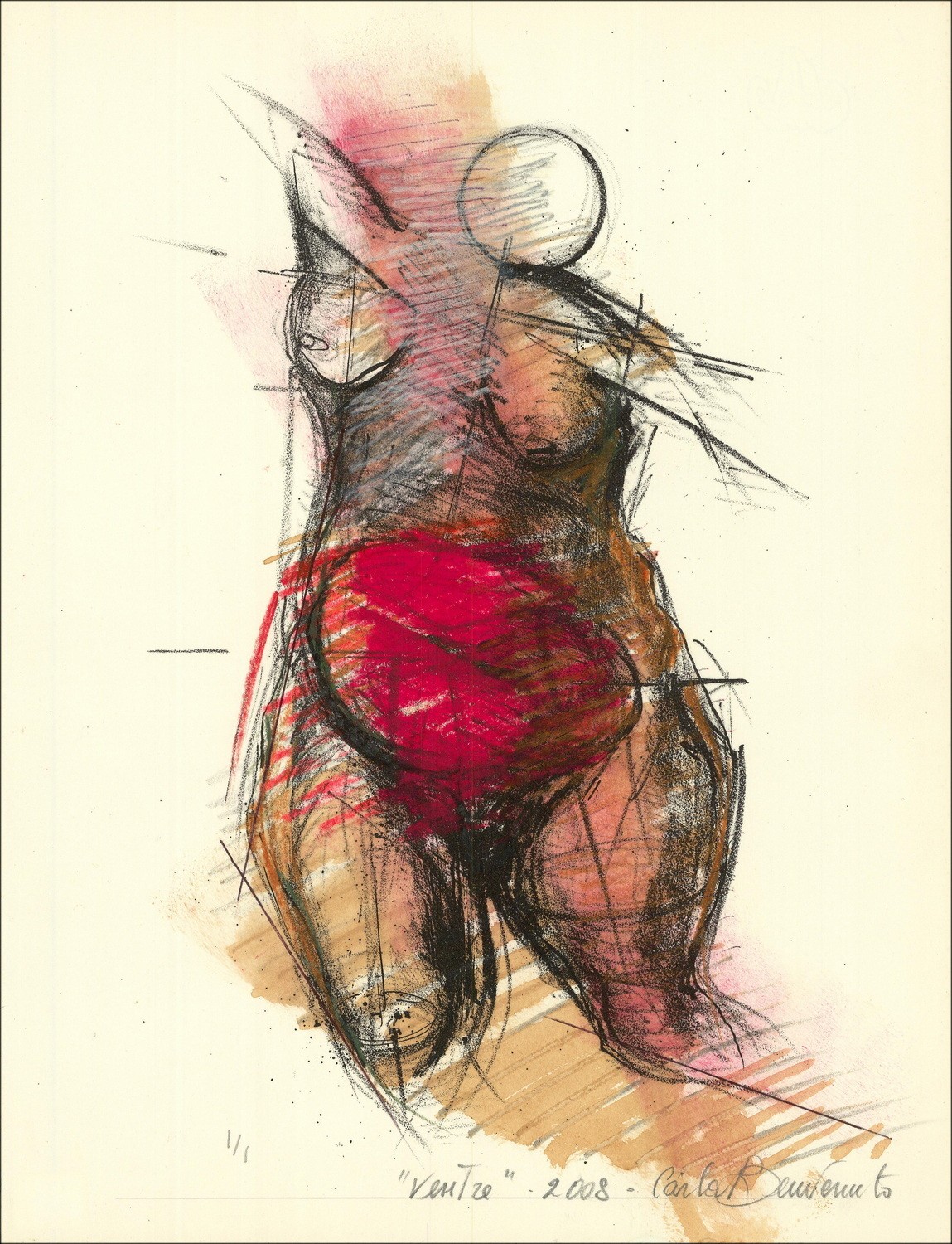 Carla Benvenuto - Bauch III, einzigartige Lithographie