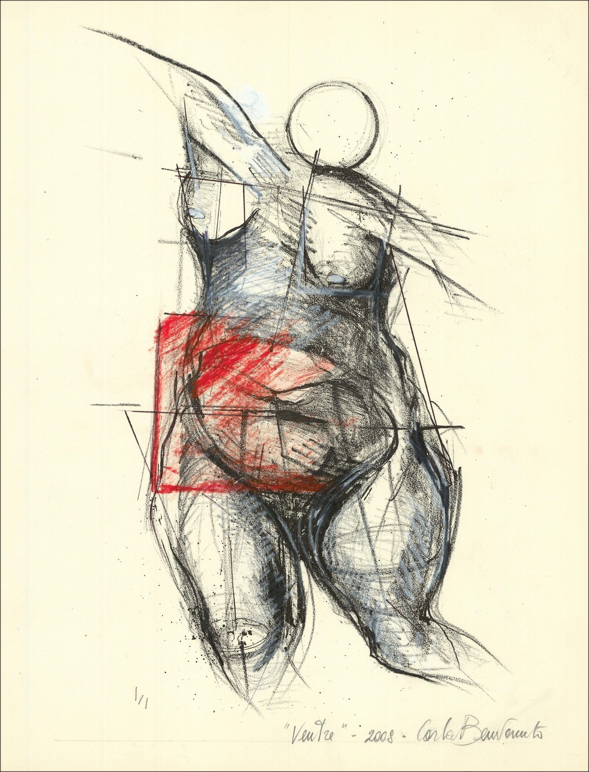 Carla Benvenuto - Buik I, unieke lithografie
