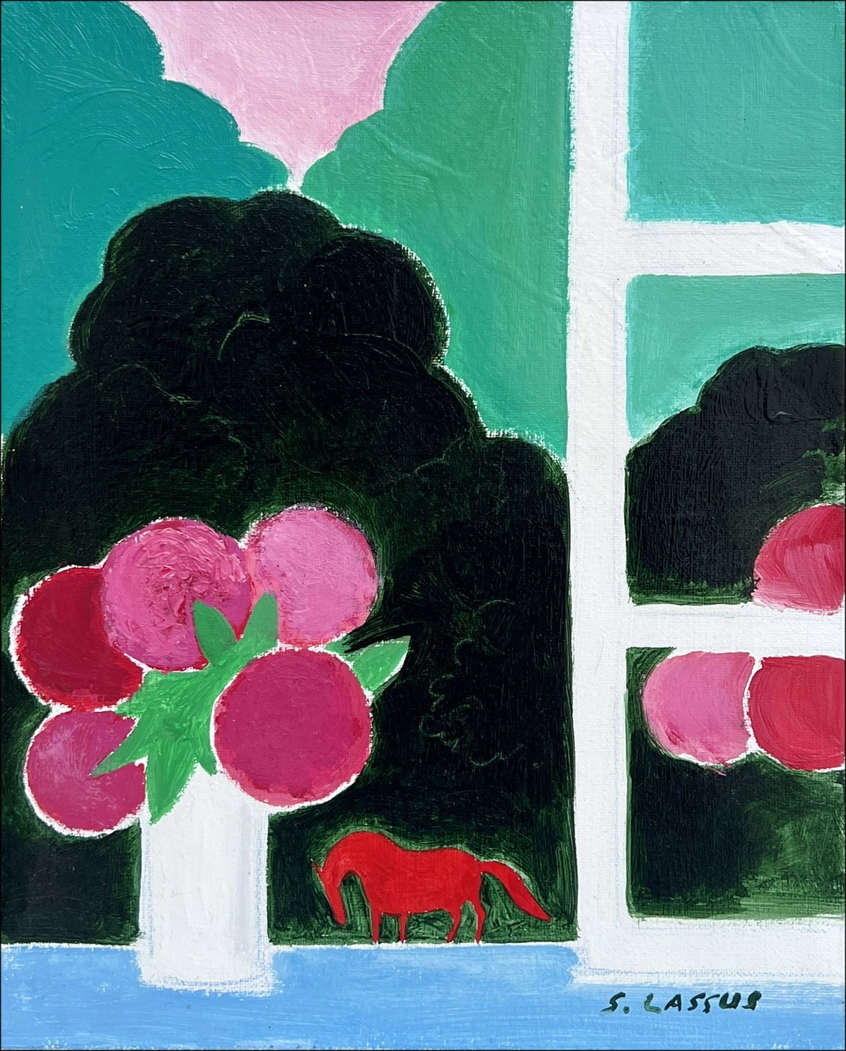 Serge LASSUS - Huiles sur toile "Fenêtre ouverte" 27x22cm