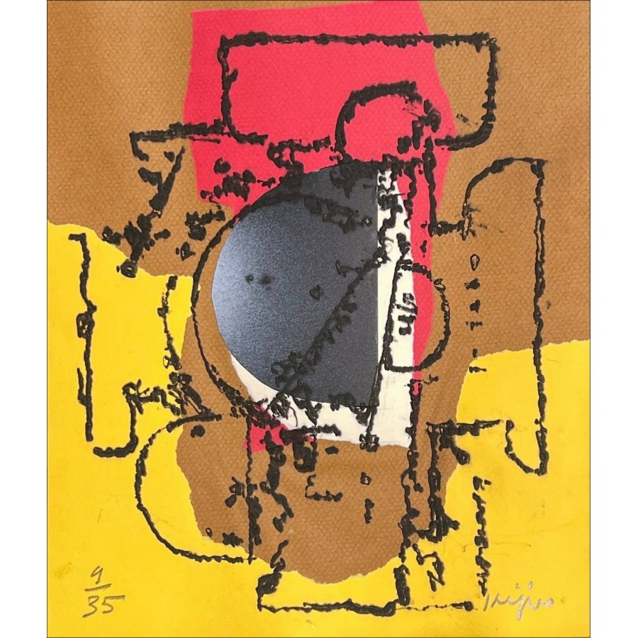 Ladislas Kijno - Gele samenstelling, ondertekende gravure