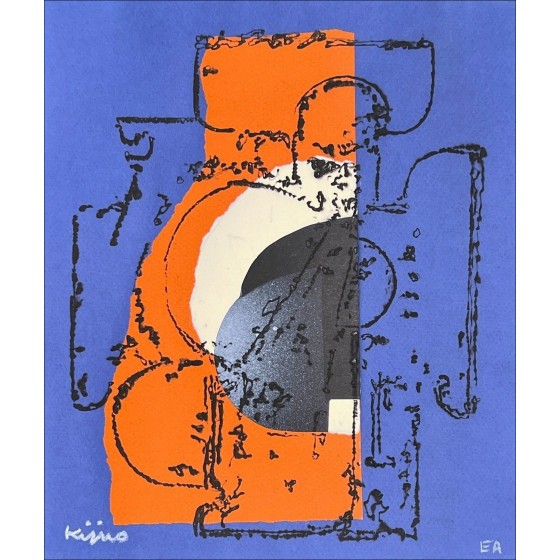 Ladislas Kijno - Blaue Komposition, signierte Gravur