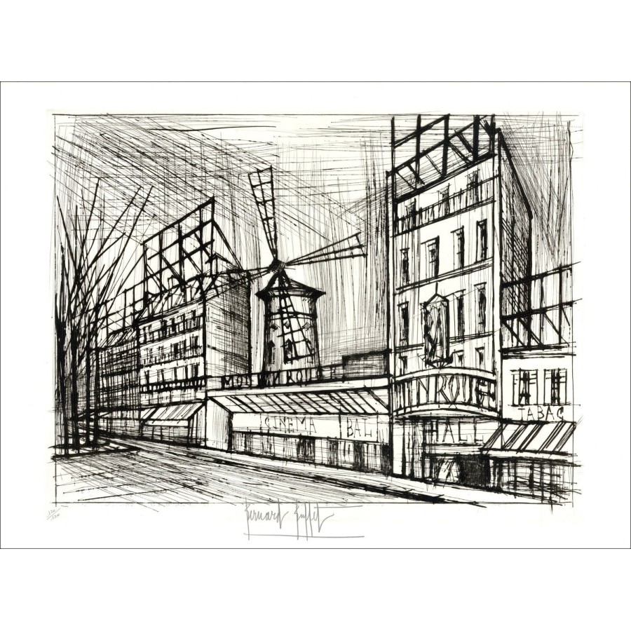Original-Gravur Bernard Buffet Paris Le Moulin Rouge 1970 kaufen