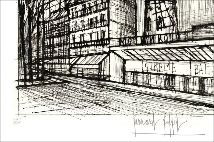 Buy Original engraving Bernard Buffet Paris the red mill 1970