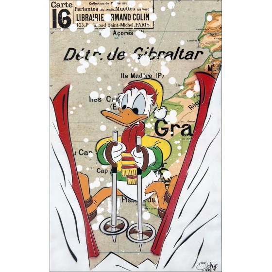 ➦ Donald Duck sotto la neve di DEZACHE sulla carta un pittura stencil