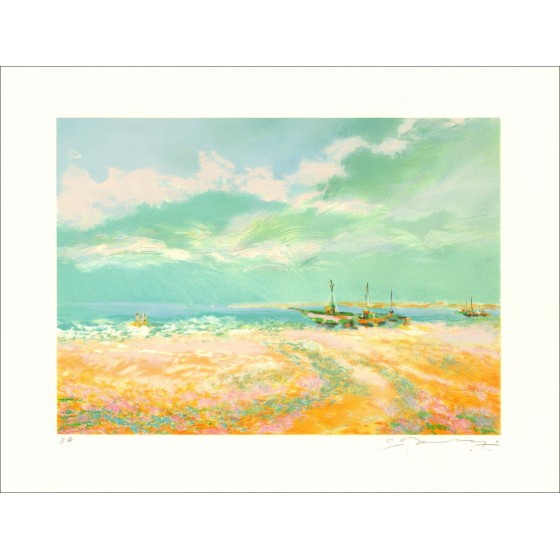 MANOUKIAN Claude - Litografia originale "Sguardo sul mare" 50x65cm