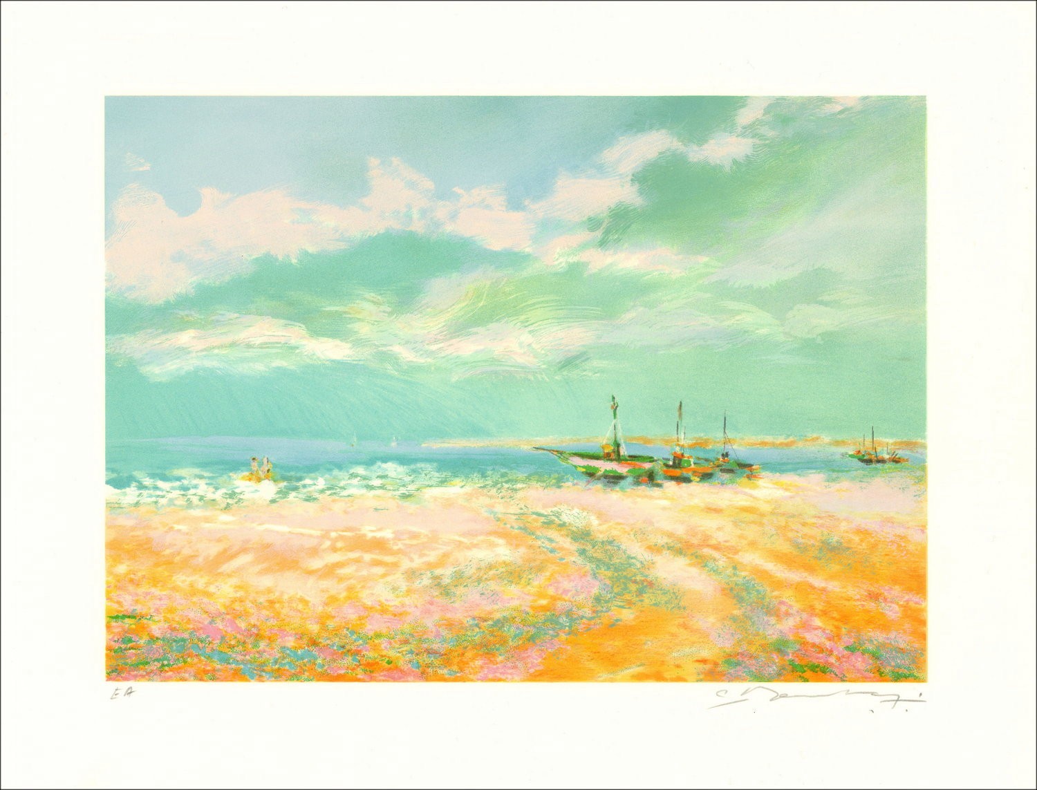 MANOUKIAN Claude - Original-Lithographie "Ansehen des Meeres" 50x65cm