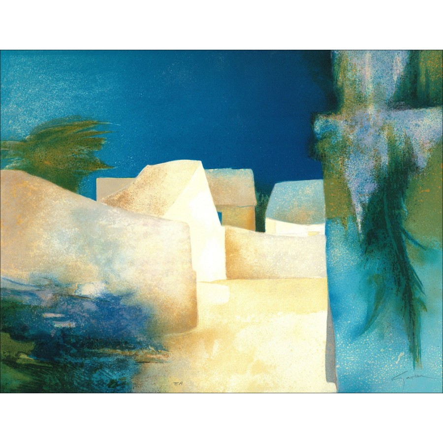 Claude GAVEAU - Original Lithograph "Landscape Mediterranean"