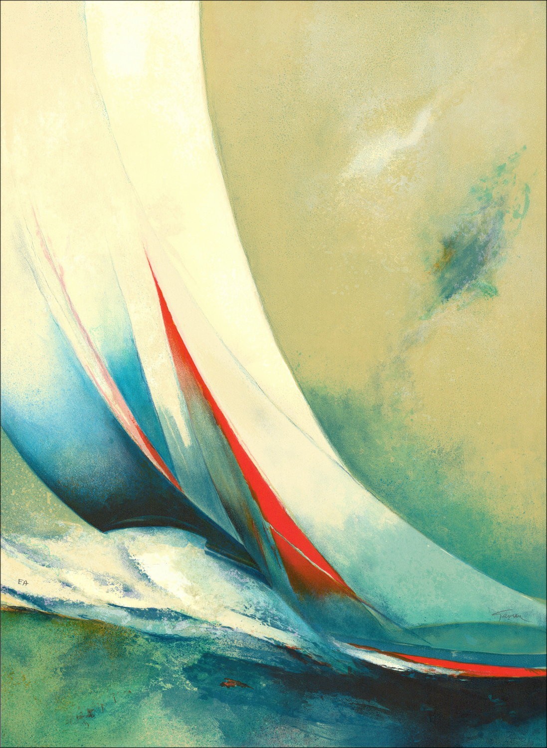 Claude GAVEAU - Lithographie Originale "Régate"