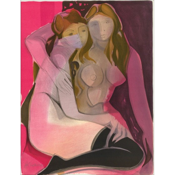 Acquista una litografia originale di Camille HILAIRE Donne, Linda e Karin 38x29cm.