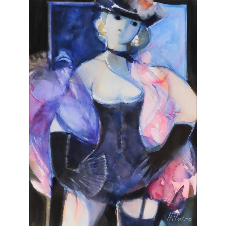 ➦ Cabaretdanser van Camille Hilaire Originele Aquarel 40x30cm