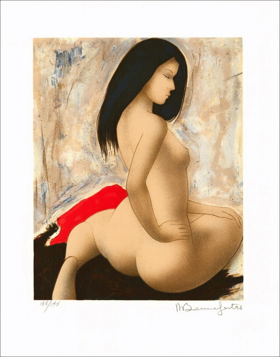 Acheter Lithographie Originale Femme nue de dos BONNEFOIT Alain 