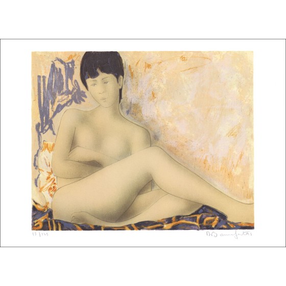 Comprar Alain Bonnefoit Litografía original mujer desnuda mentira mujer