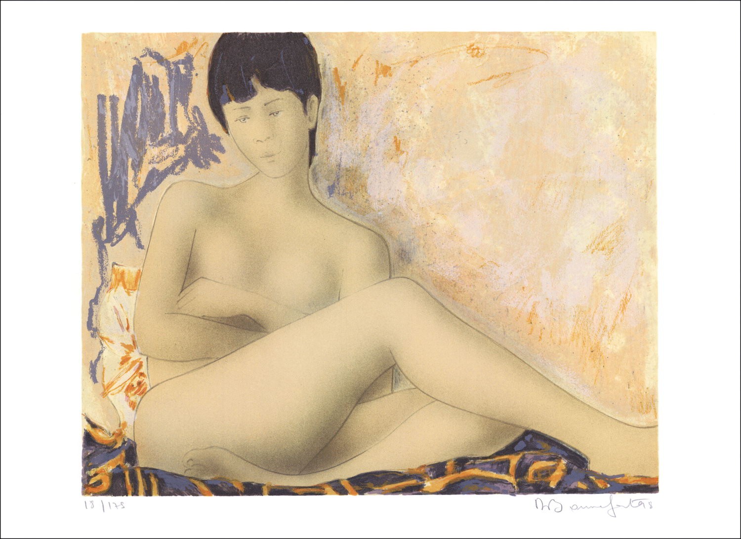 Acheter Alain BONNEFOIT Lithographie Originale Femme nue allongée
