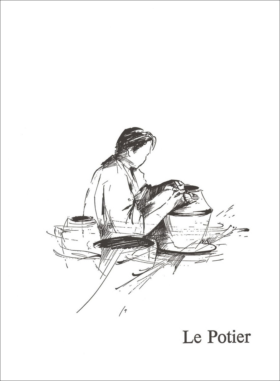 Raymond Huhn-Lithographie Original der Potter 1984 kaufen