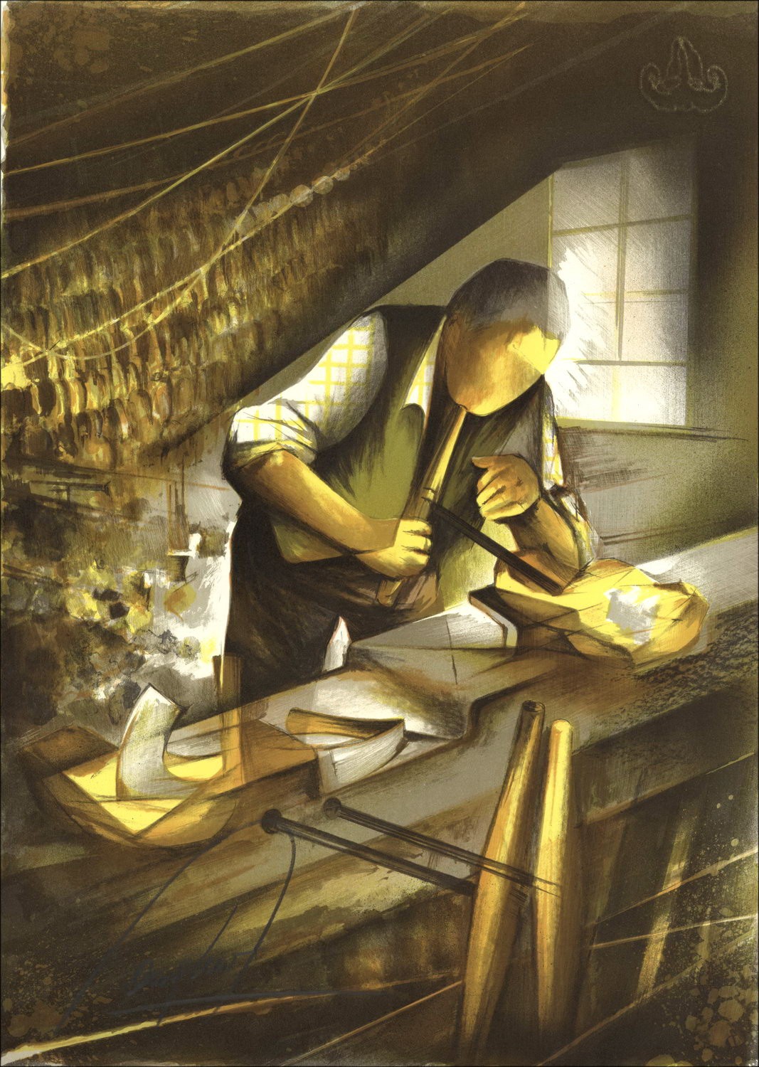 Acquista "Le Sabotier" di Raymond POULET, litografia originale del 1984.