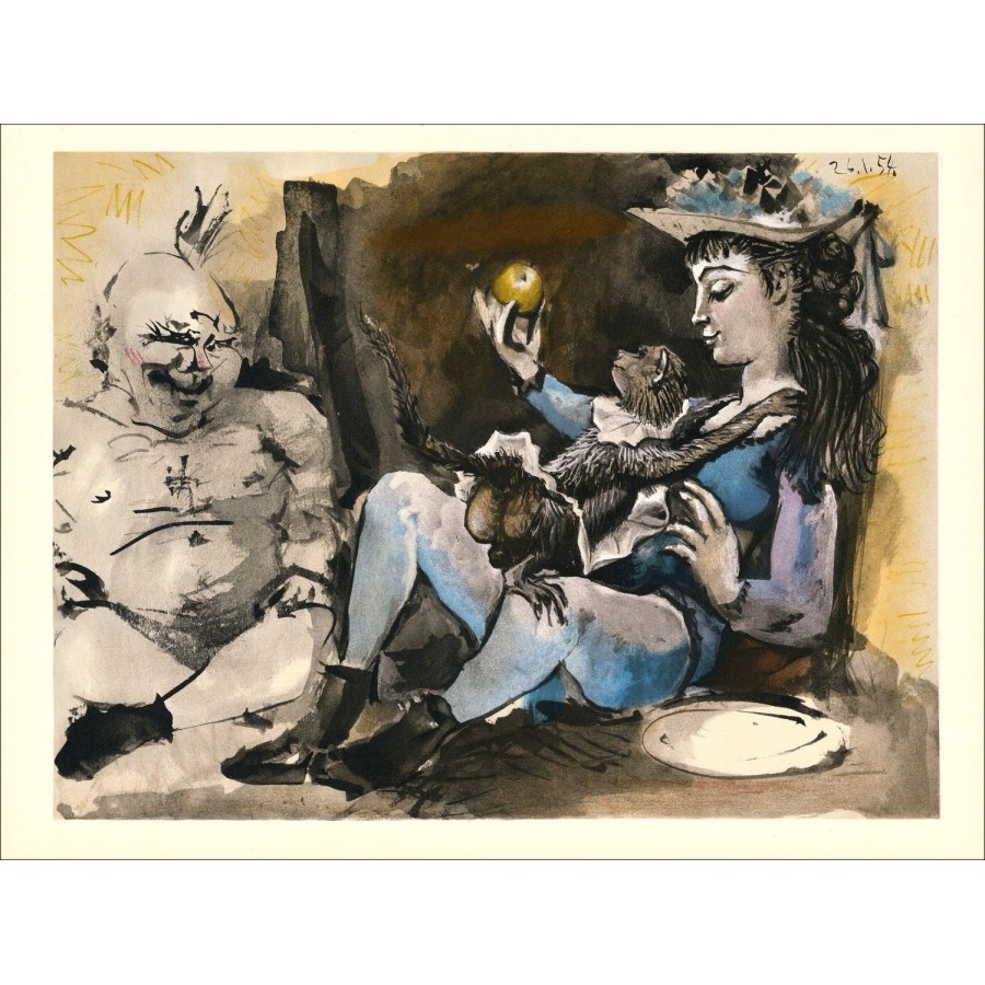 ➔ Pablo PICASSO Lithographie La Comédie Humaine 26.1.54" 26x35cm