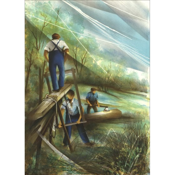 Buy "Le Scieur de Long" by Raymond POULET Original Lithograph 1984